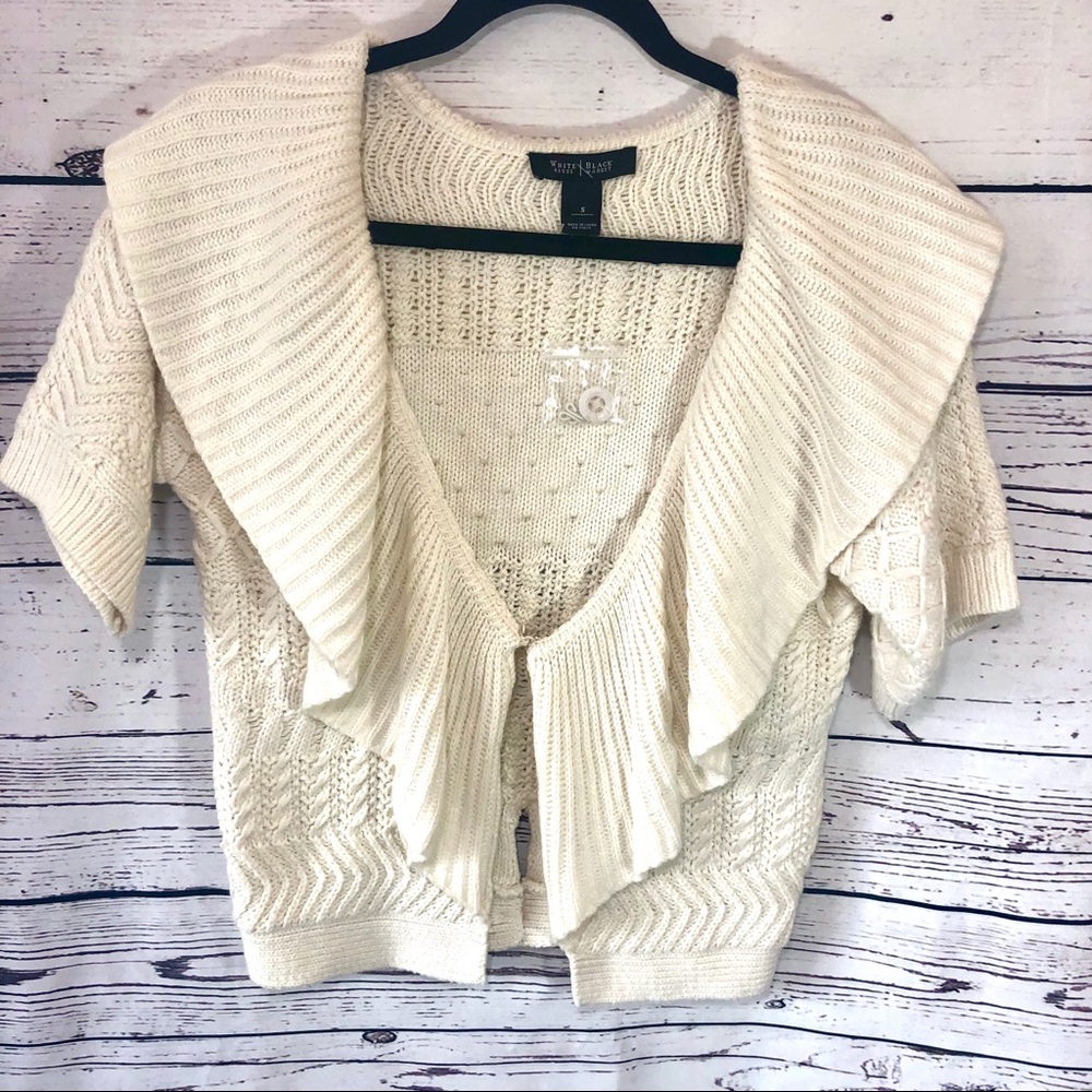 WHBM Heavy Crochet/Knit Short Sleeve Cardigan S